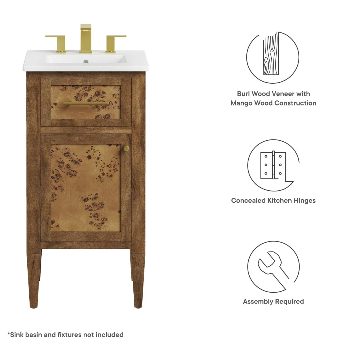 Wood Bathroom Vanity Cabinet (Sink Basin Not Included) - Vanity Base Storage - Image 3