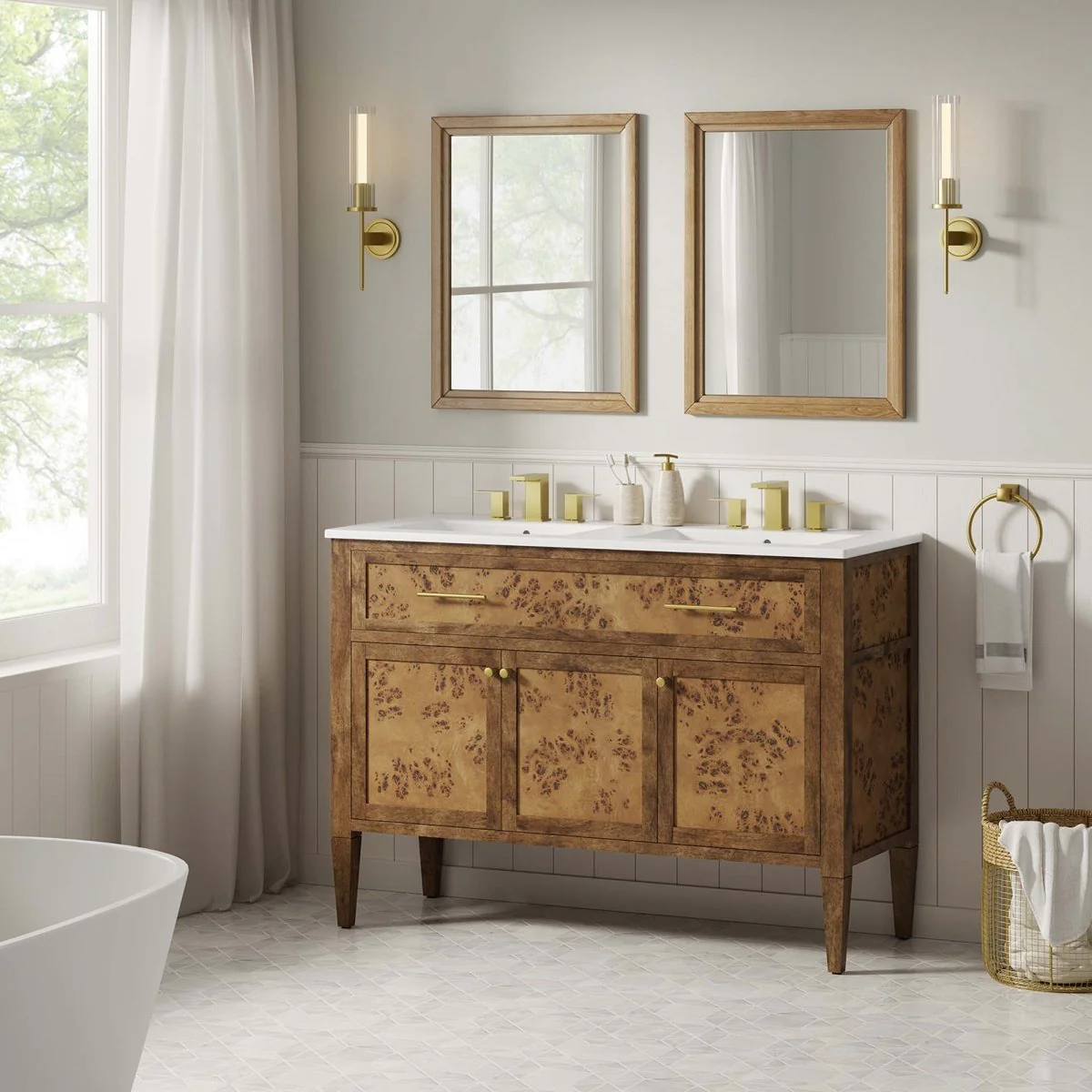 Wood Bathroom Vanity Cabinet with Countertop and Storage, Multiple Configurations - Image 192