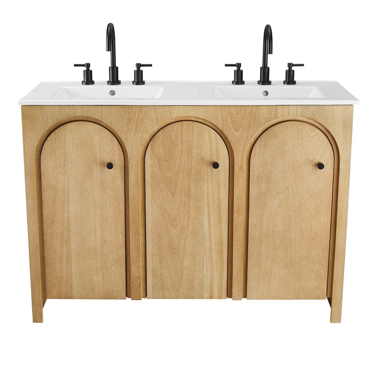 Wood Bathroom Vanity Collection with Ceramic Sink for Single and Double Use - Image 106