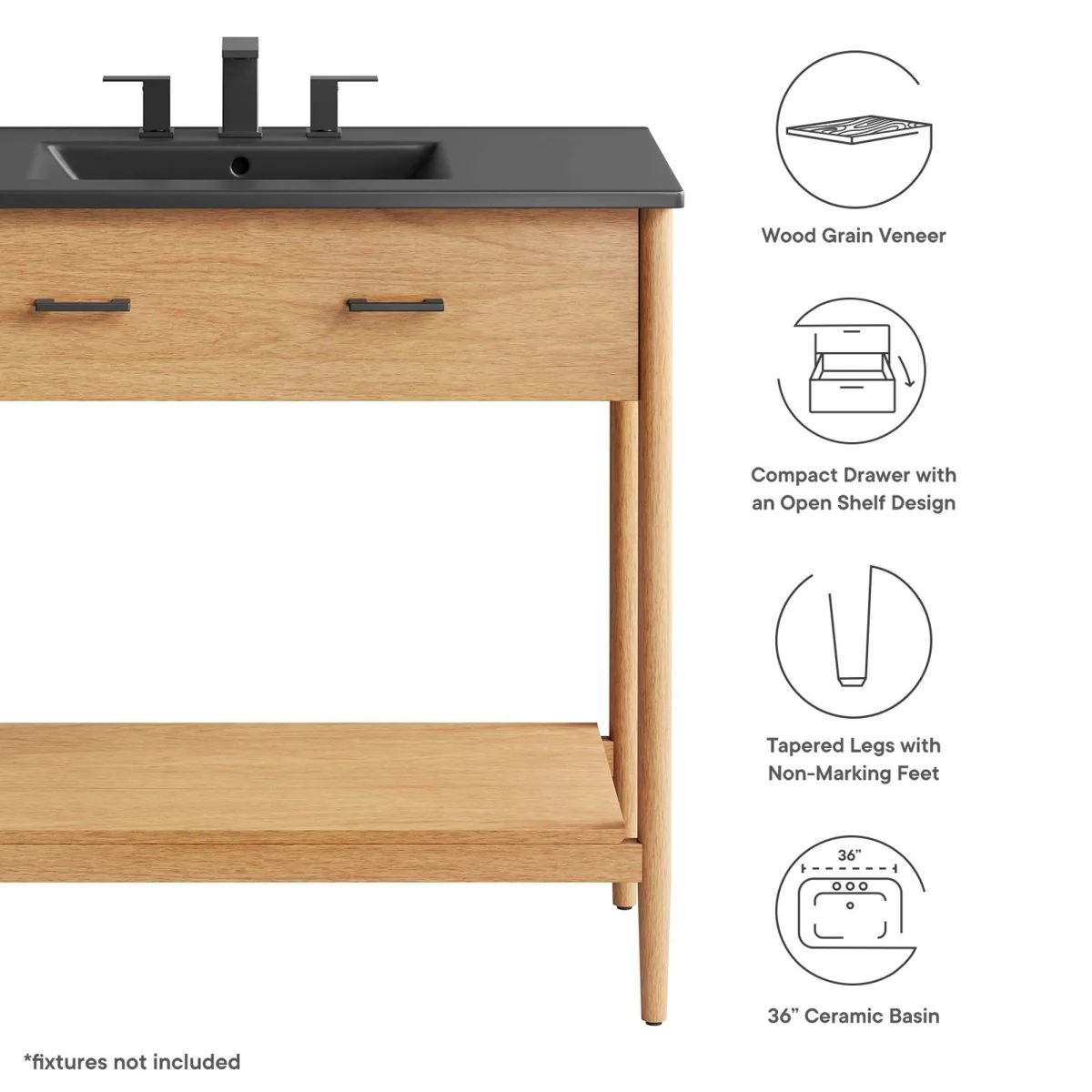 Wood Bathroom Vanity with Sink — Elegant Solid Wood Vanity Cabinet for Bathrooms - Image 12