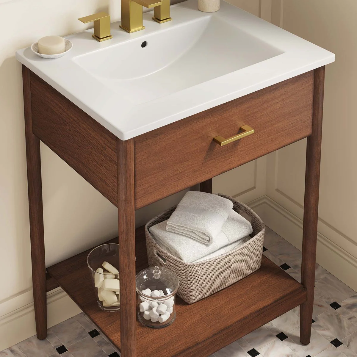 Wood Bathroom Vanity with Sink — Elegant Solid Wood Vanity Cabinet for Bathrooms - Image 169