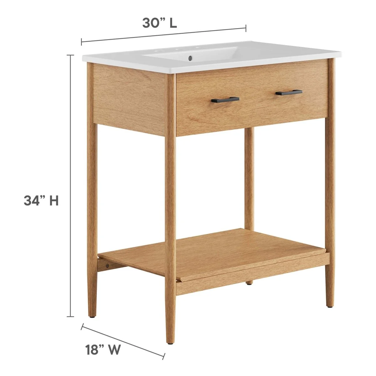 Wood Bathroom Vanity with Sink — Elegant Solid Wood Vanity Cabinet for Bathrooms - Image 205