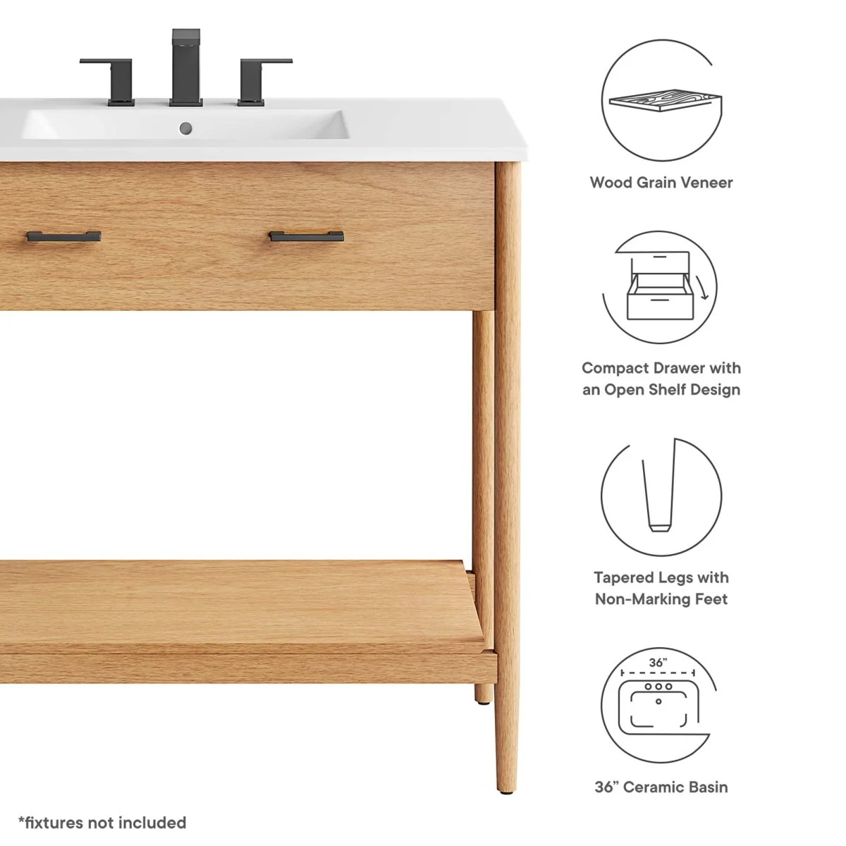 Wood Bathroom Vanity with Sink — Elegant Solid Wood Vanity Cabinet for Bathrooms - Image 22
