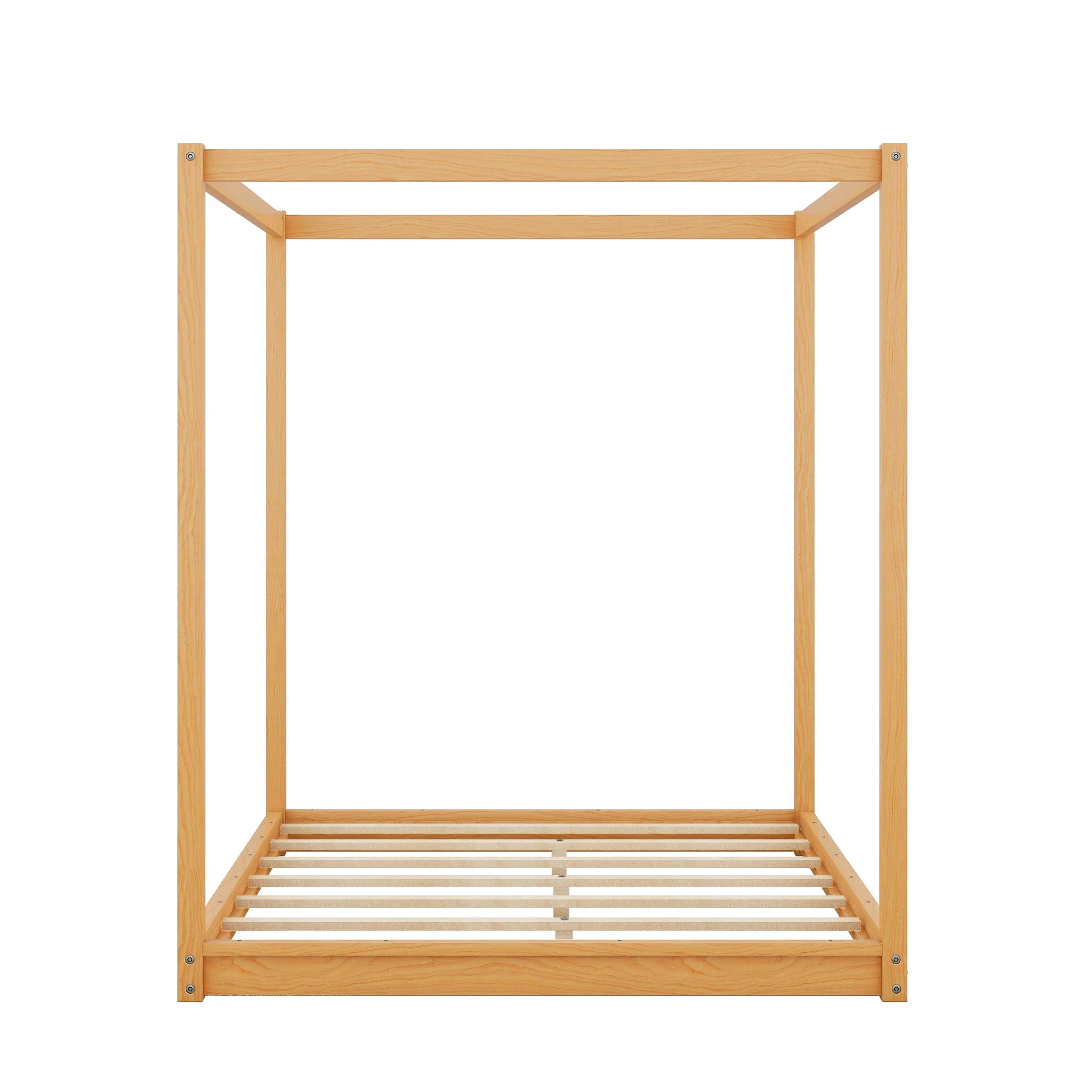 Wood Canopy Platform Bed With Support Legs And Airflow Slats - Image 4
