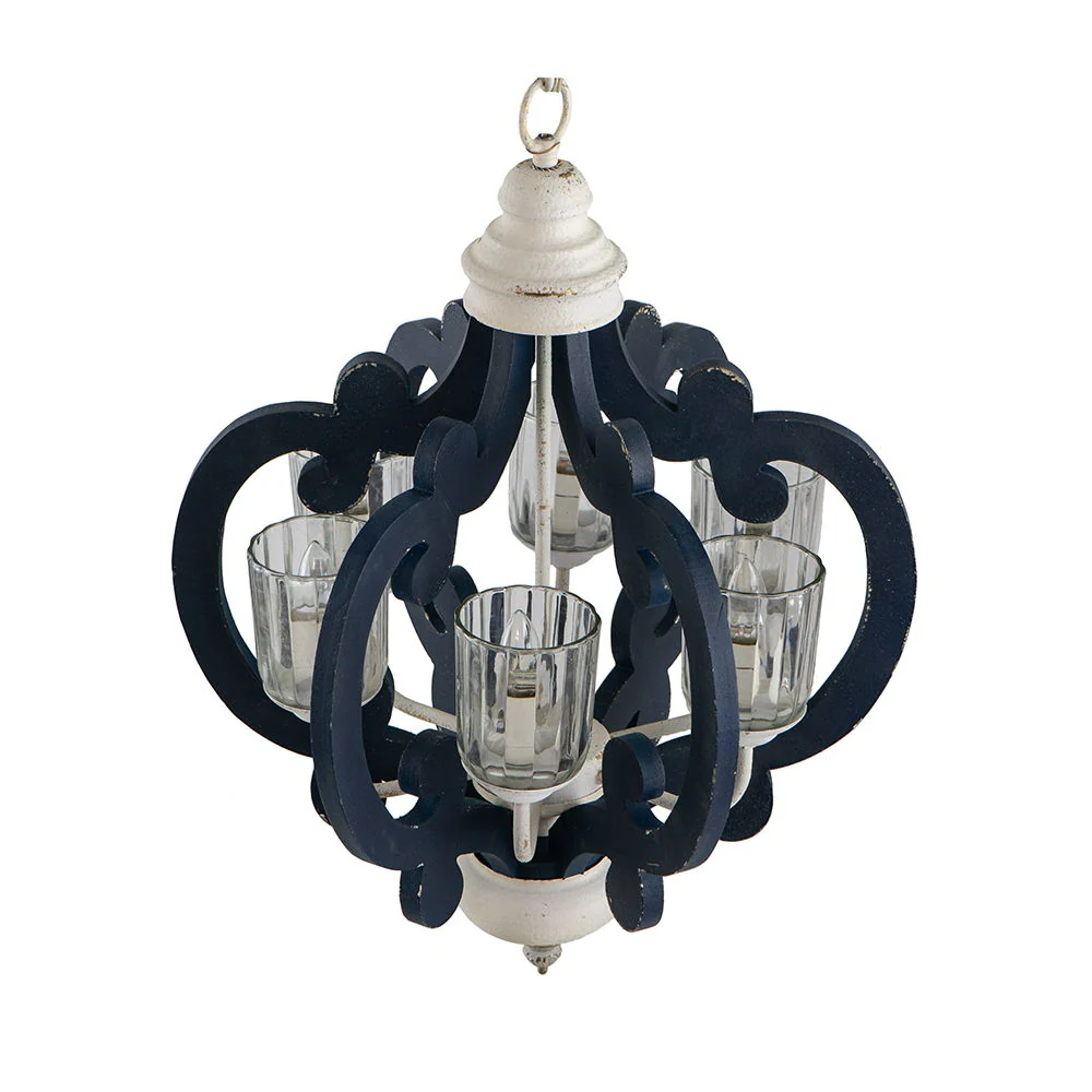 Wood Chandelier 6 Light Farmhouse Pendant Lighting Wood Hanging Light Fixture For Kitchen Living Dining Room, Bulb Not Included - Cream - Image 6