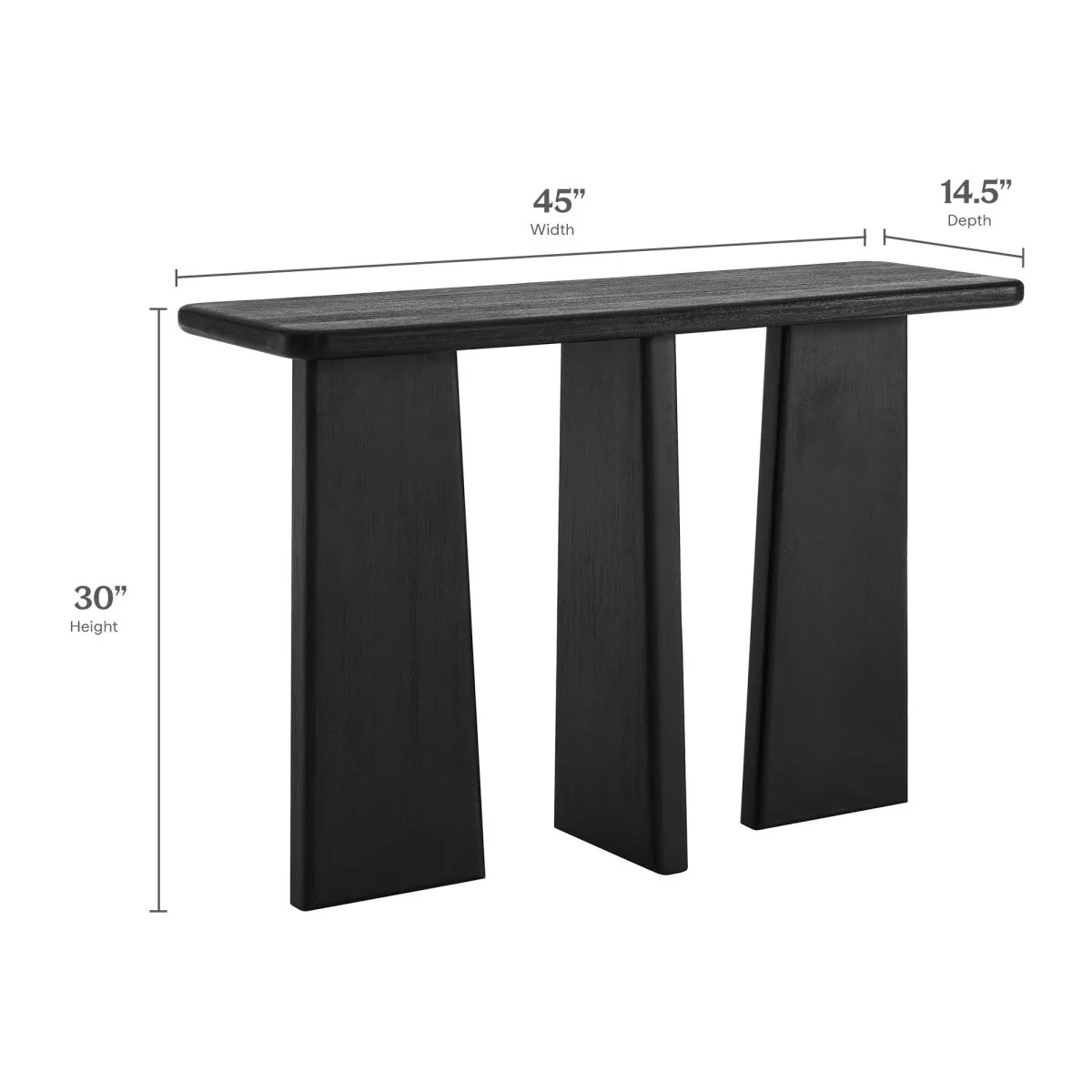 Wood Console Table with Angular Legs – 45 Inch Black - Image 3