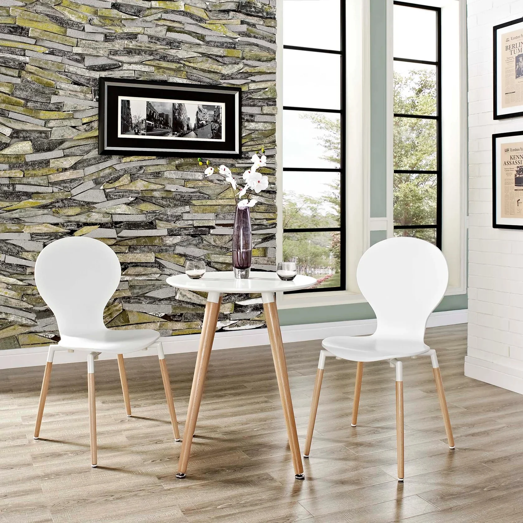 Wood Dining Chairs Set of 2 – Natural Wood - Image 6