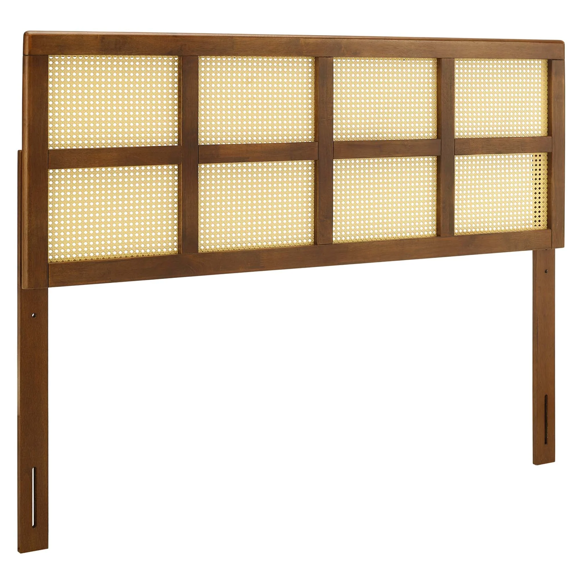 Wood Headboard with Woven Cane Panel Design - Image 23