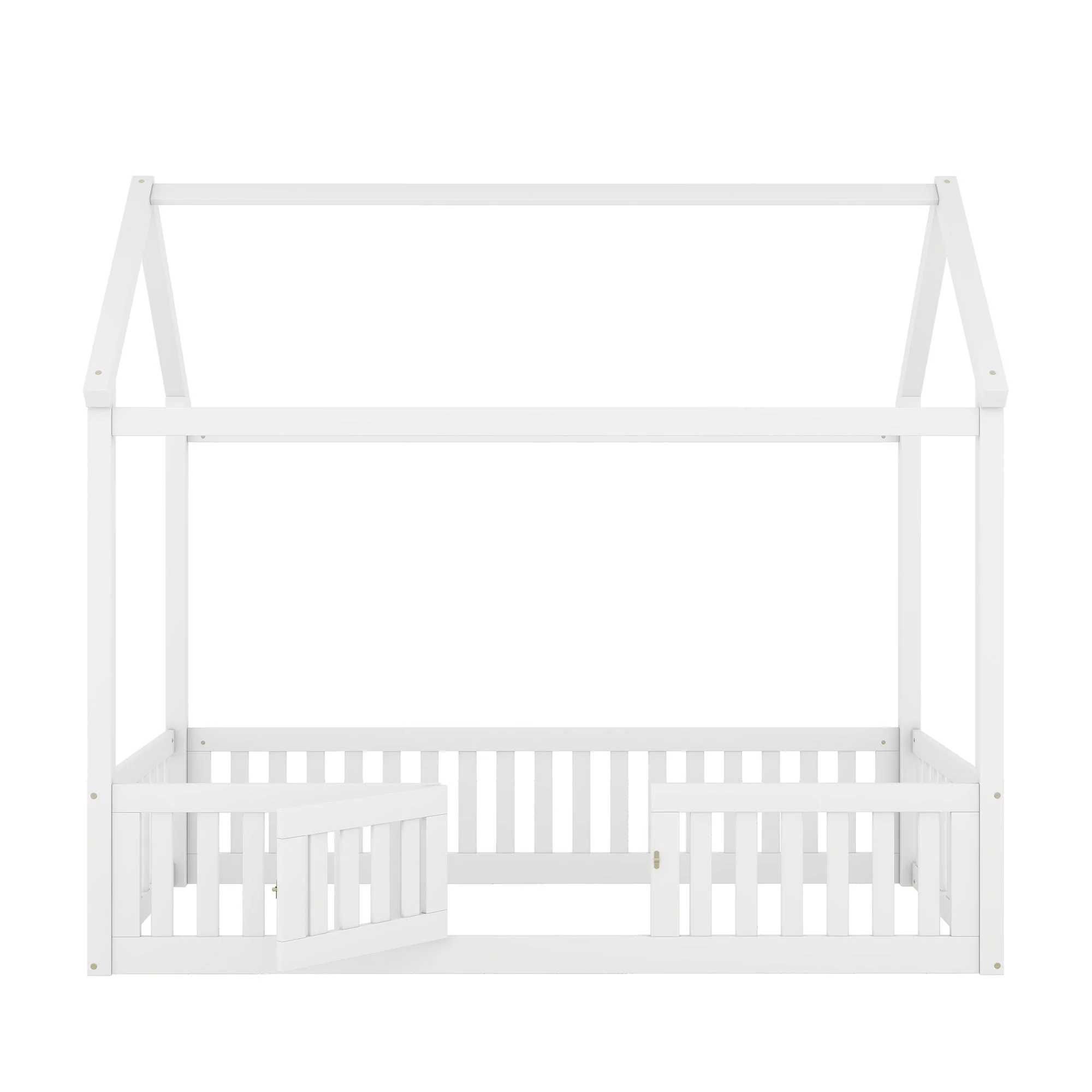 Wood House Bed With Fence And Door - Image 4