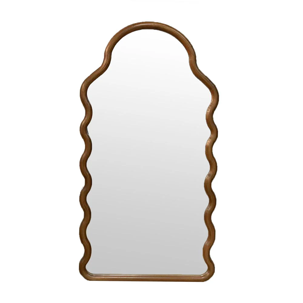 Wood Mirror With Unique Frame - Brown - Image 8
