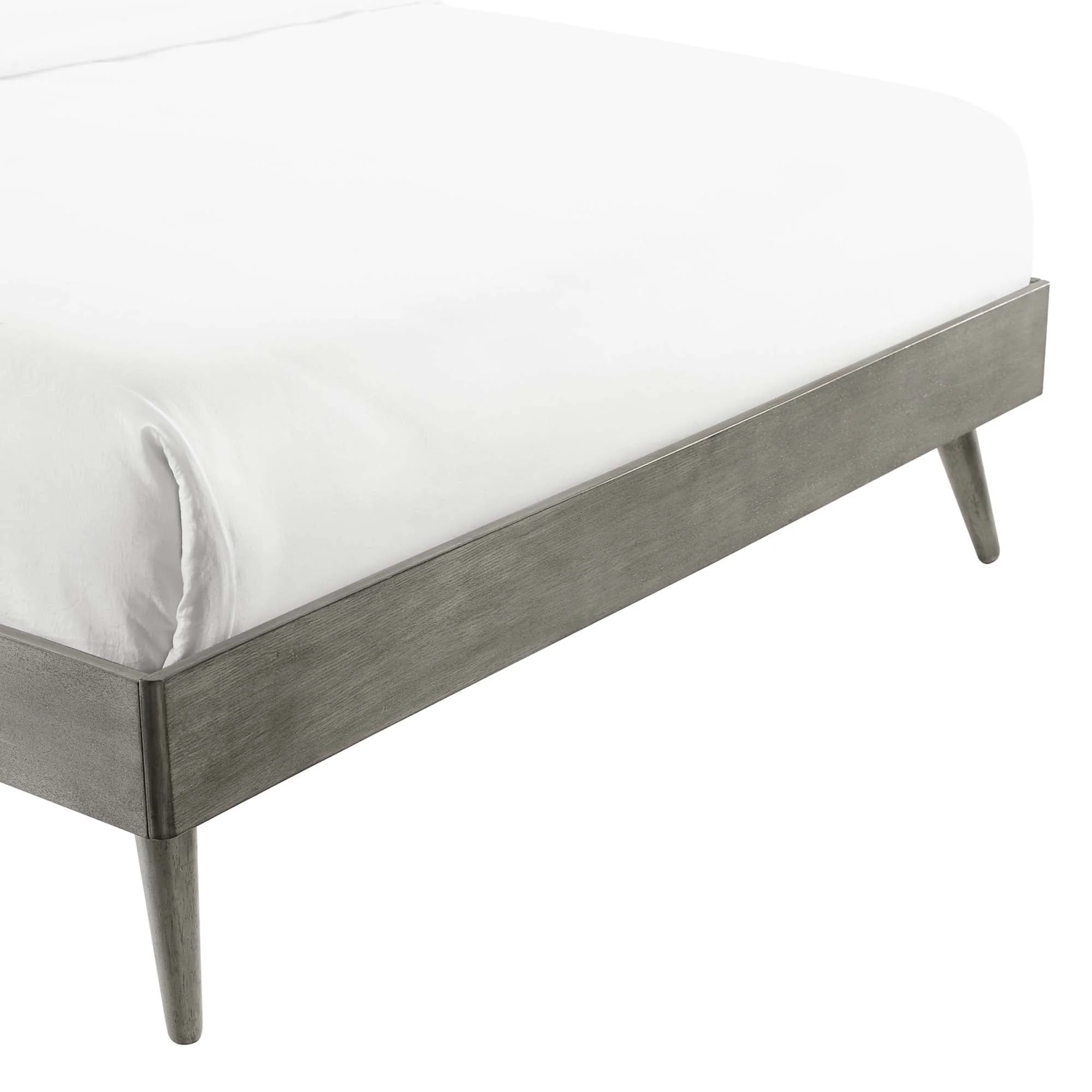 Wood Platform Bed Frame with Slatted Support - Image 45