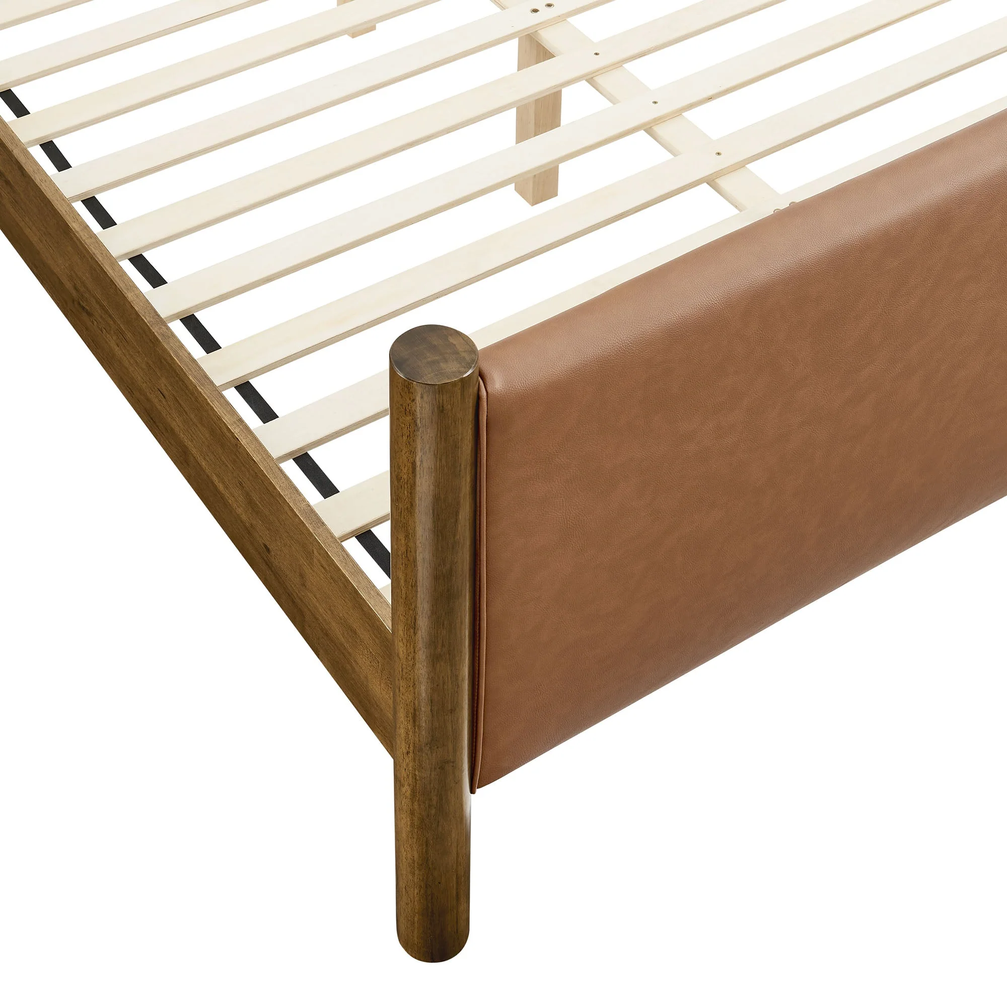 Wood Platform Bed with Upholstered Headboard and Footboard - Image 109
