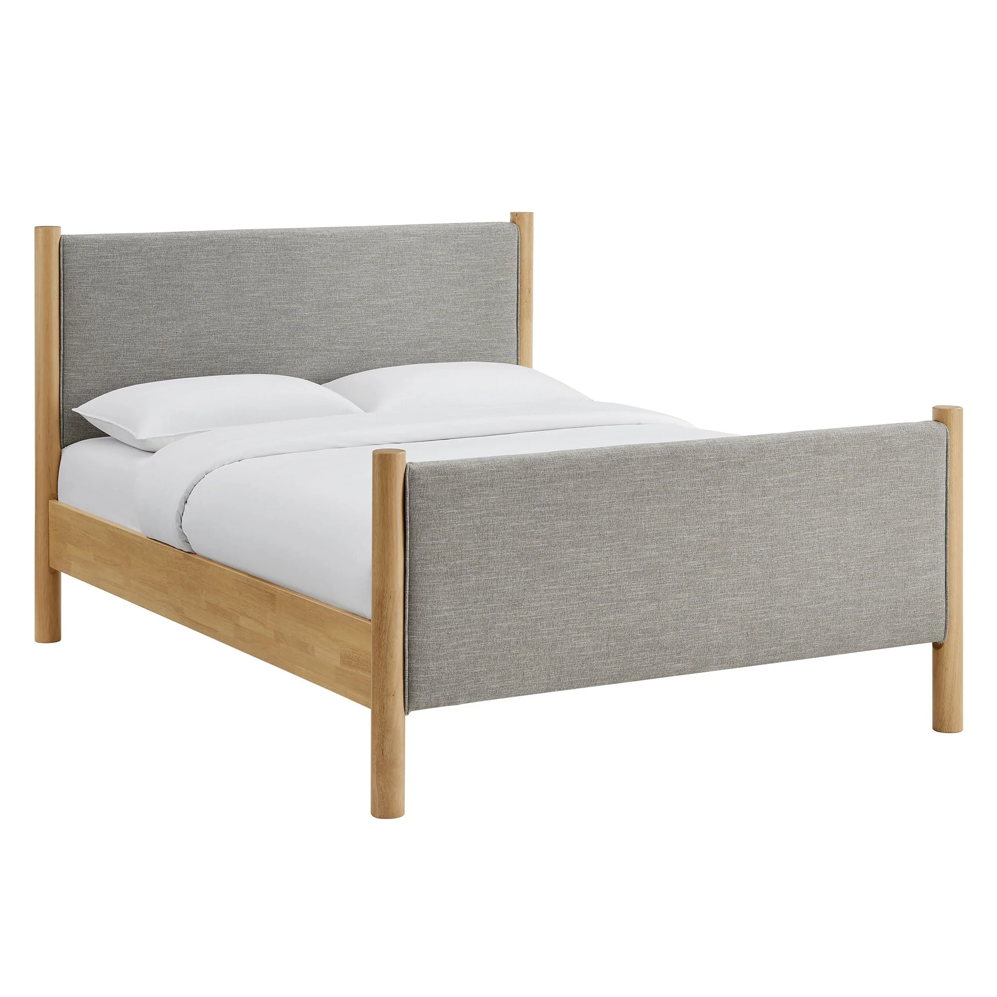 Wood Platform Bed with Upholstered Headboard and Footboard - Image 131