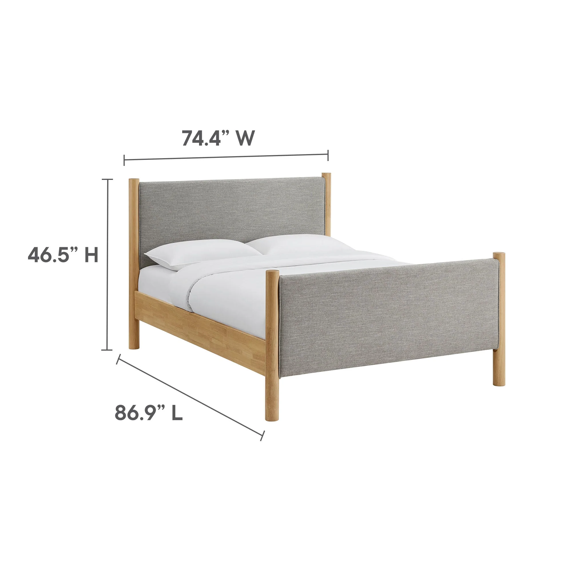 Wood Platform Bed with Upholstered Headboard and Footboard - Image 133
