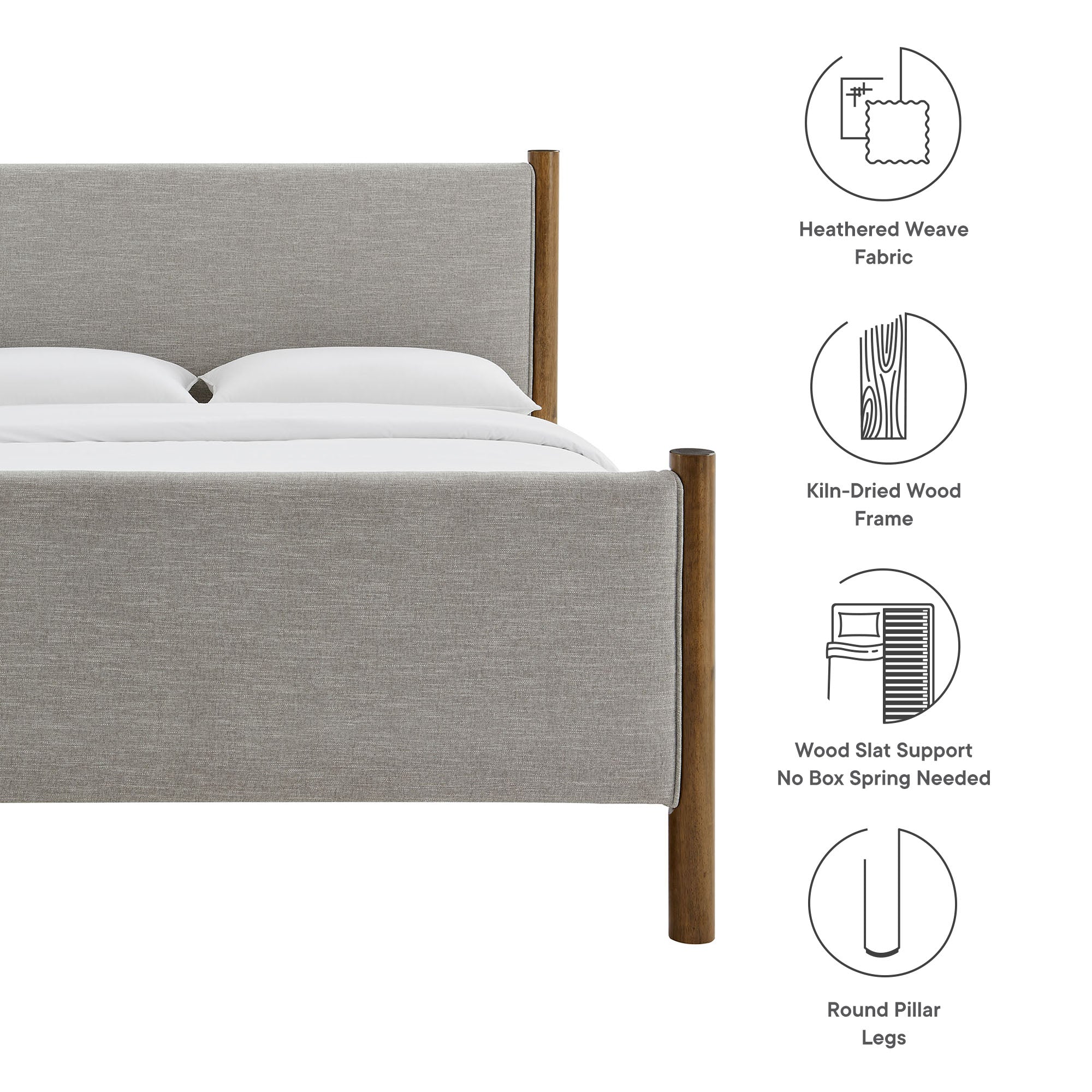 Wood Platform Bed with Upholstered Headboard and Footboard - Image 137