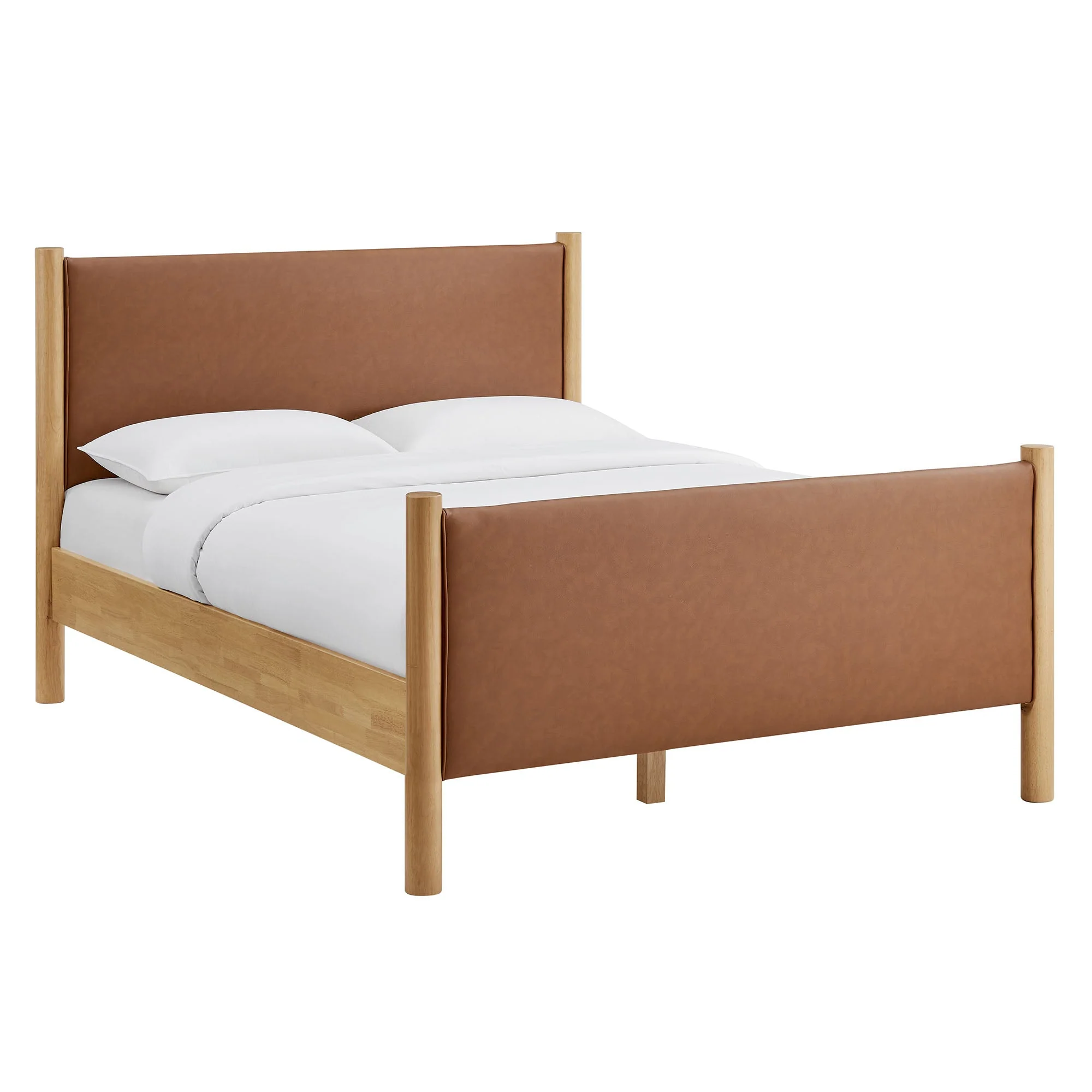 Wood Platform Bed with Upholstered Headboard and Footboard - Image 141