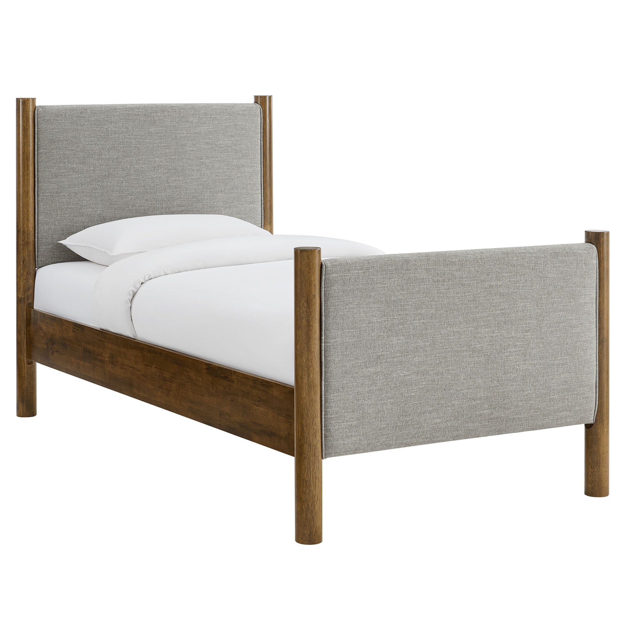 Wood Platform Bed with Upholstered Headboard and Footboard - Image 16