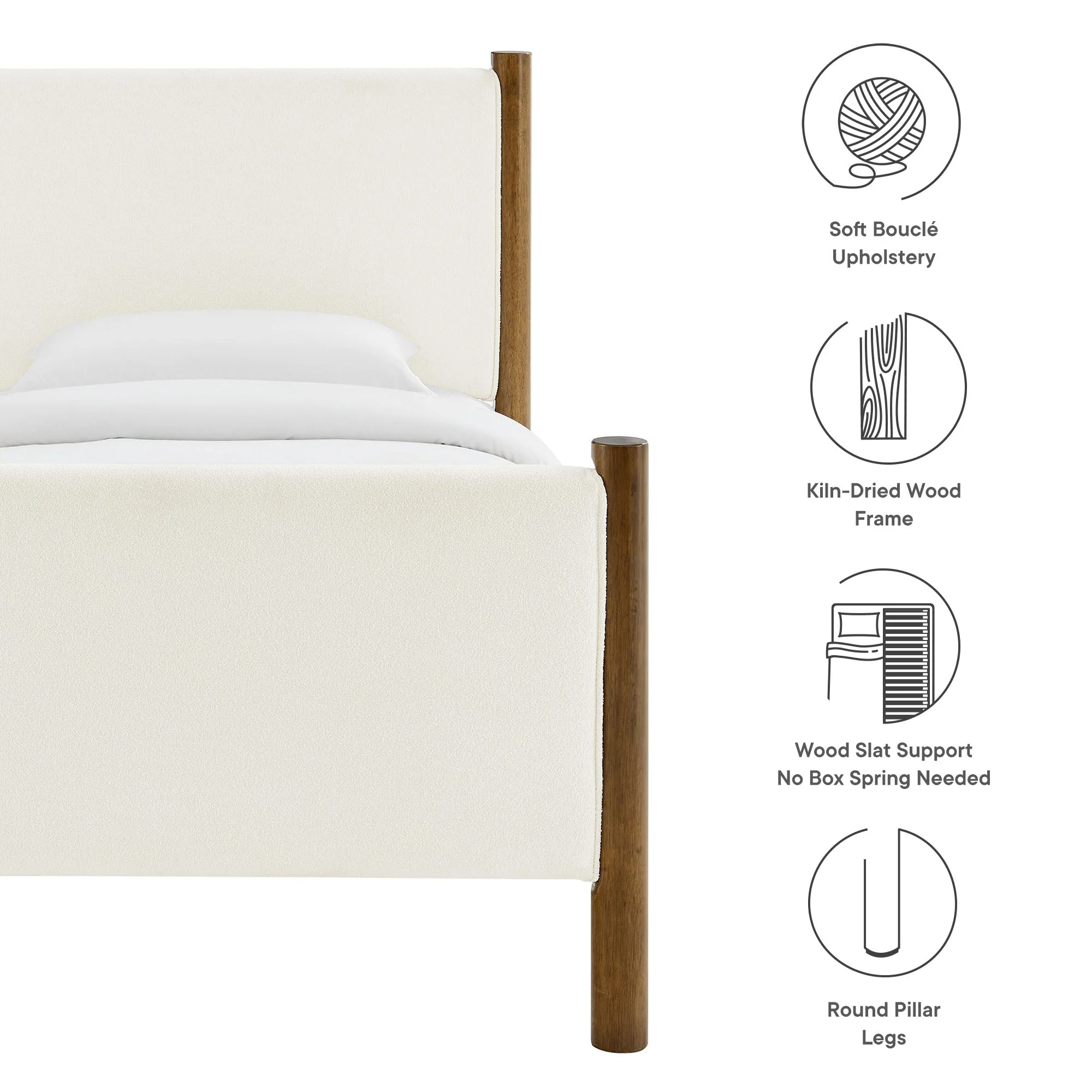 Wood Platform Bed with Upholstered Headboard and Footboard - Image 37
