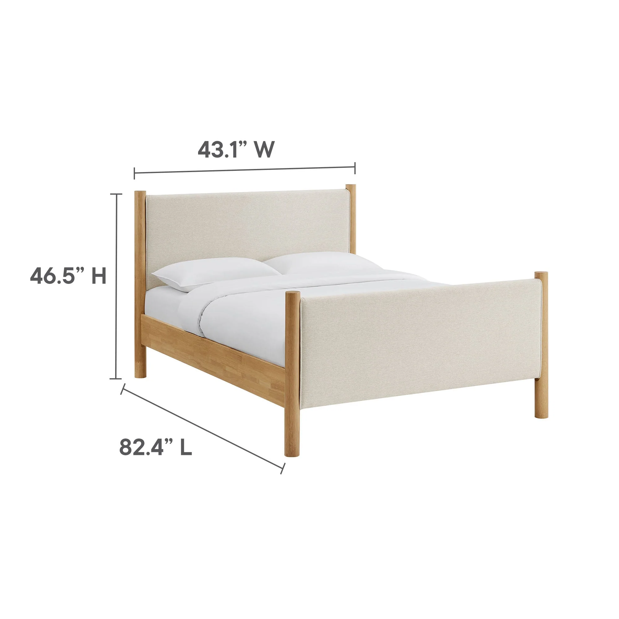 Wood Platform Bed with Upholstered Headboard and Footboard - Image 43