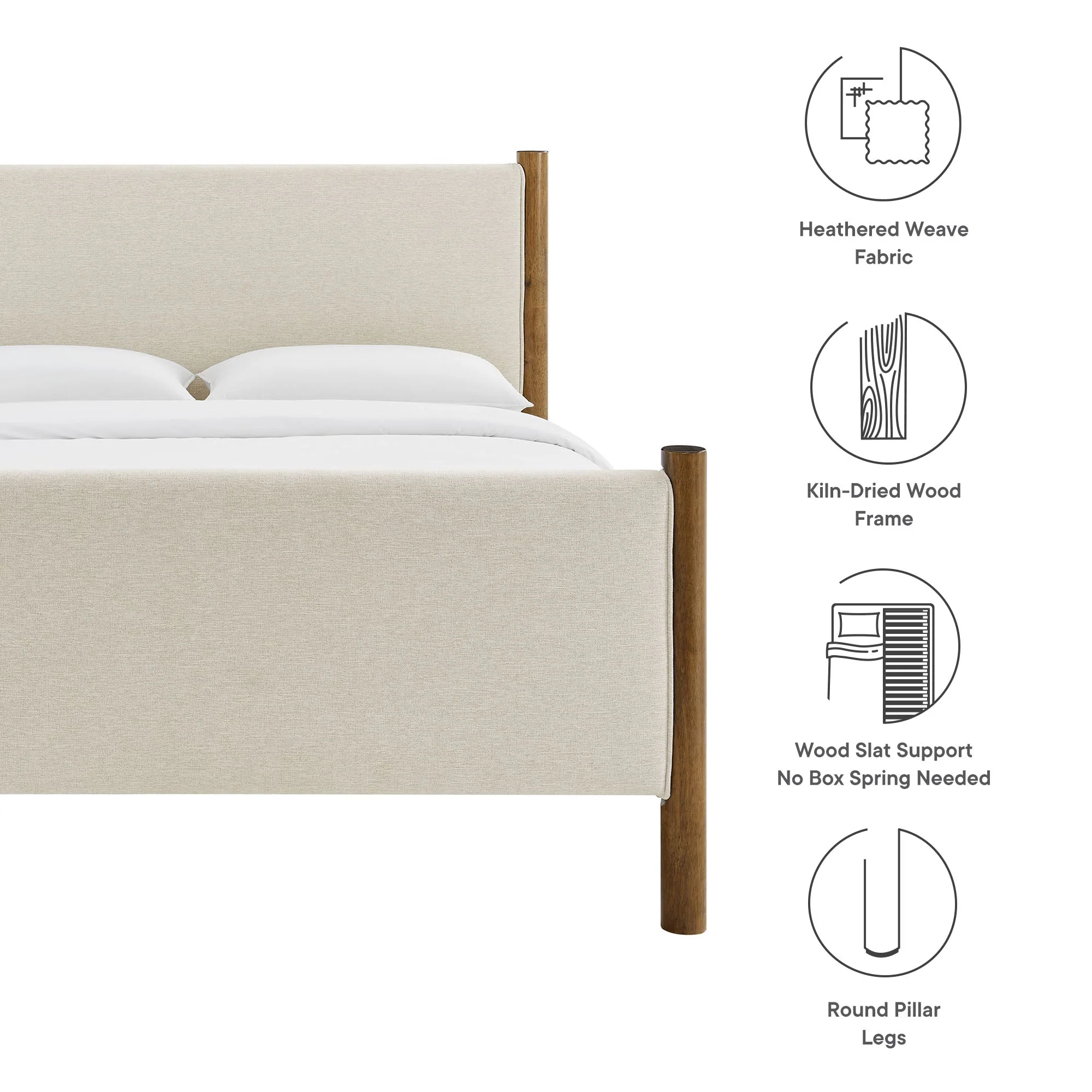 Wood Platform Bed with Upholstered Headboard and Footboard - Image 47