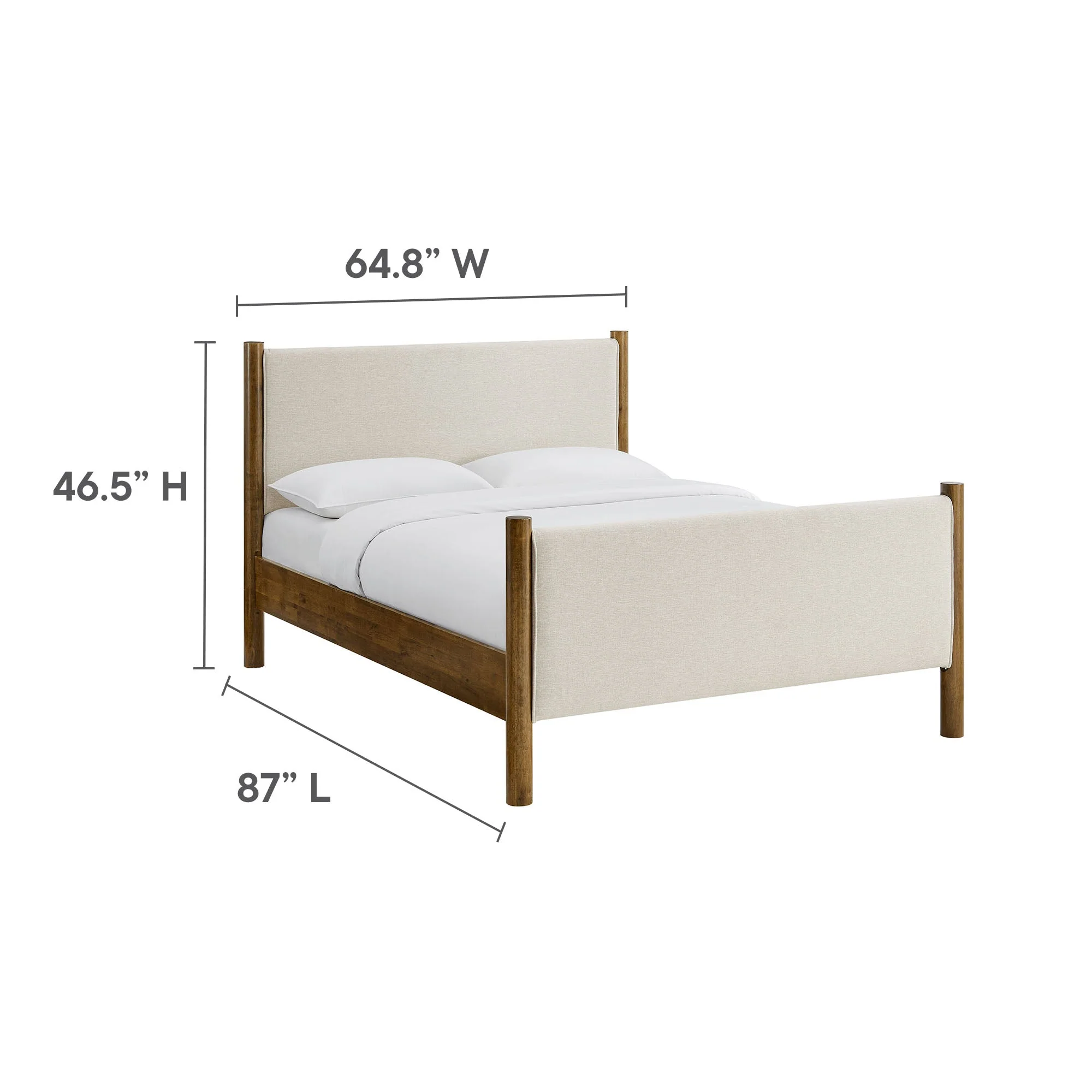 Wood Platform Bed with Upholstered Headboard and Footboard - Image 88