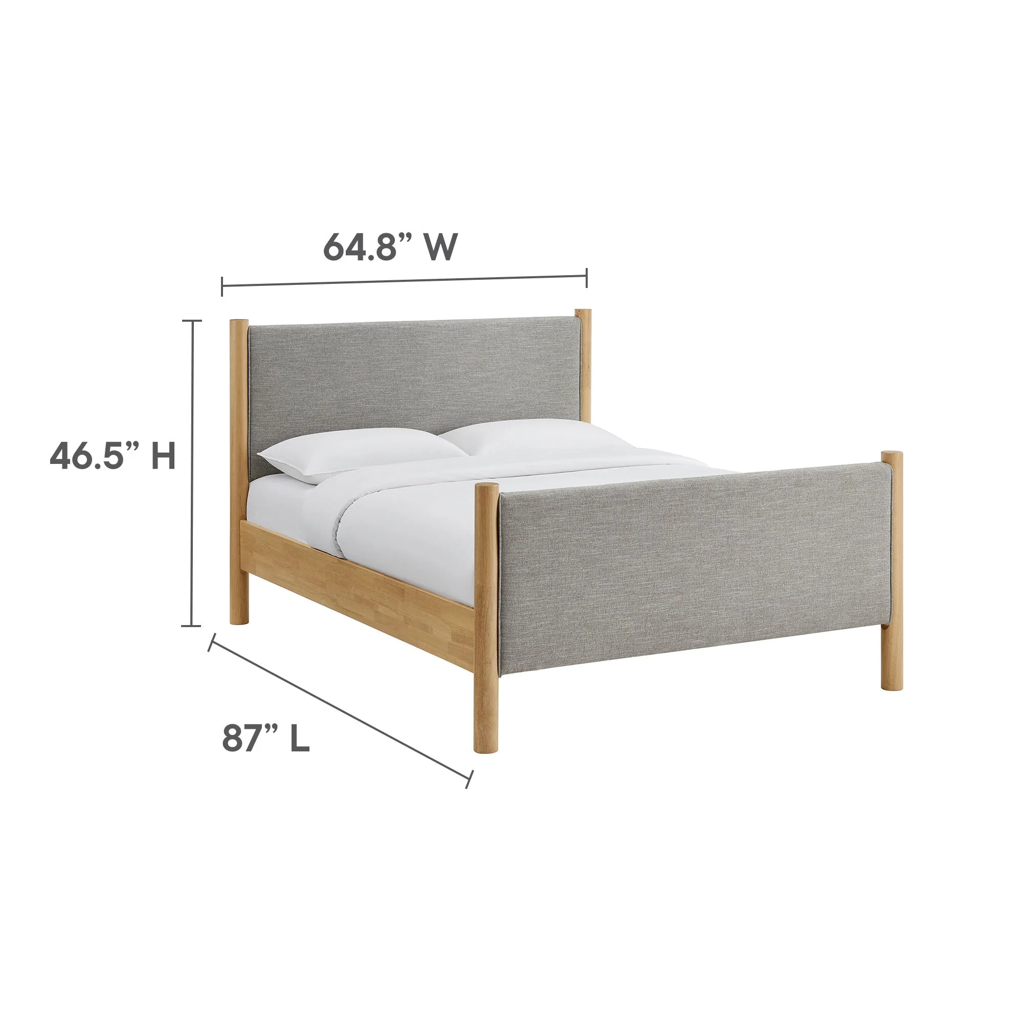 Wood Platform Bed with Upholstered Headboard and Footboard - Image 93
