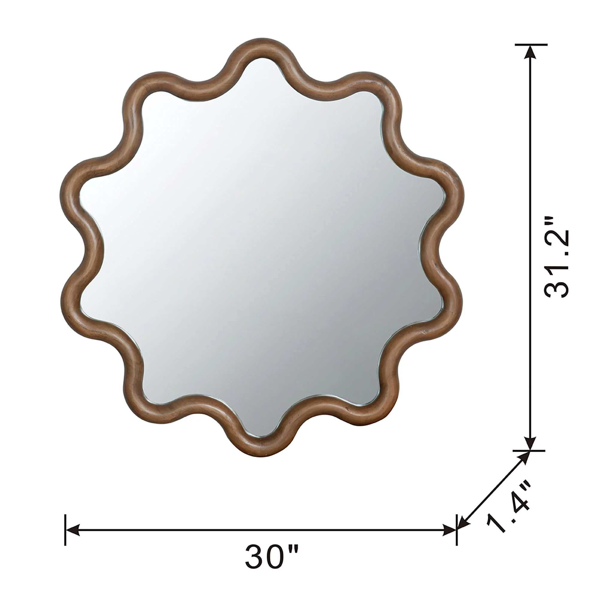 Wooden Accent Mirror With Unique Frame, Wall Mirror For Living Room Bedroom Entryway - Brown - Image 7