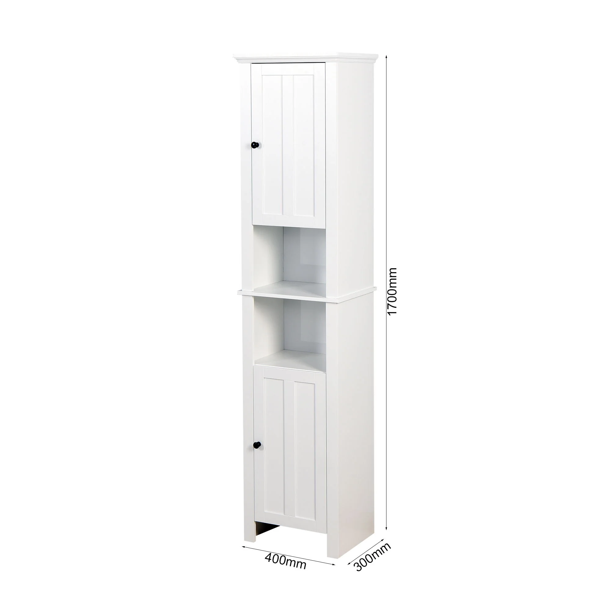 Wooden Bathroom Floor Storage Cabinet With 2 Doors And 6 Shelves - White - Image 8