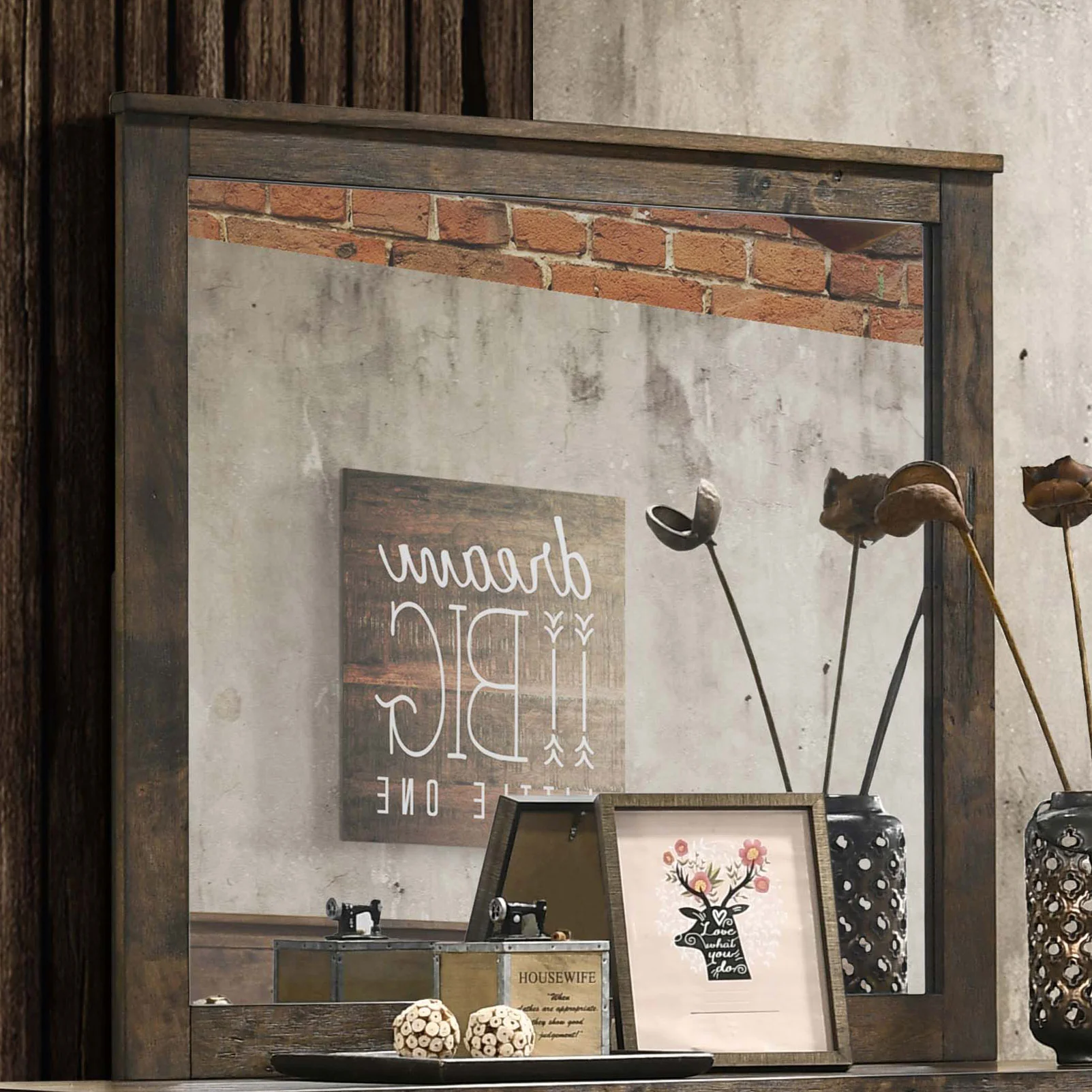 Woodmont Dresser Mirror Rustic Golden Brown - Image 2