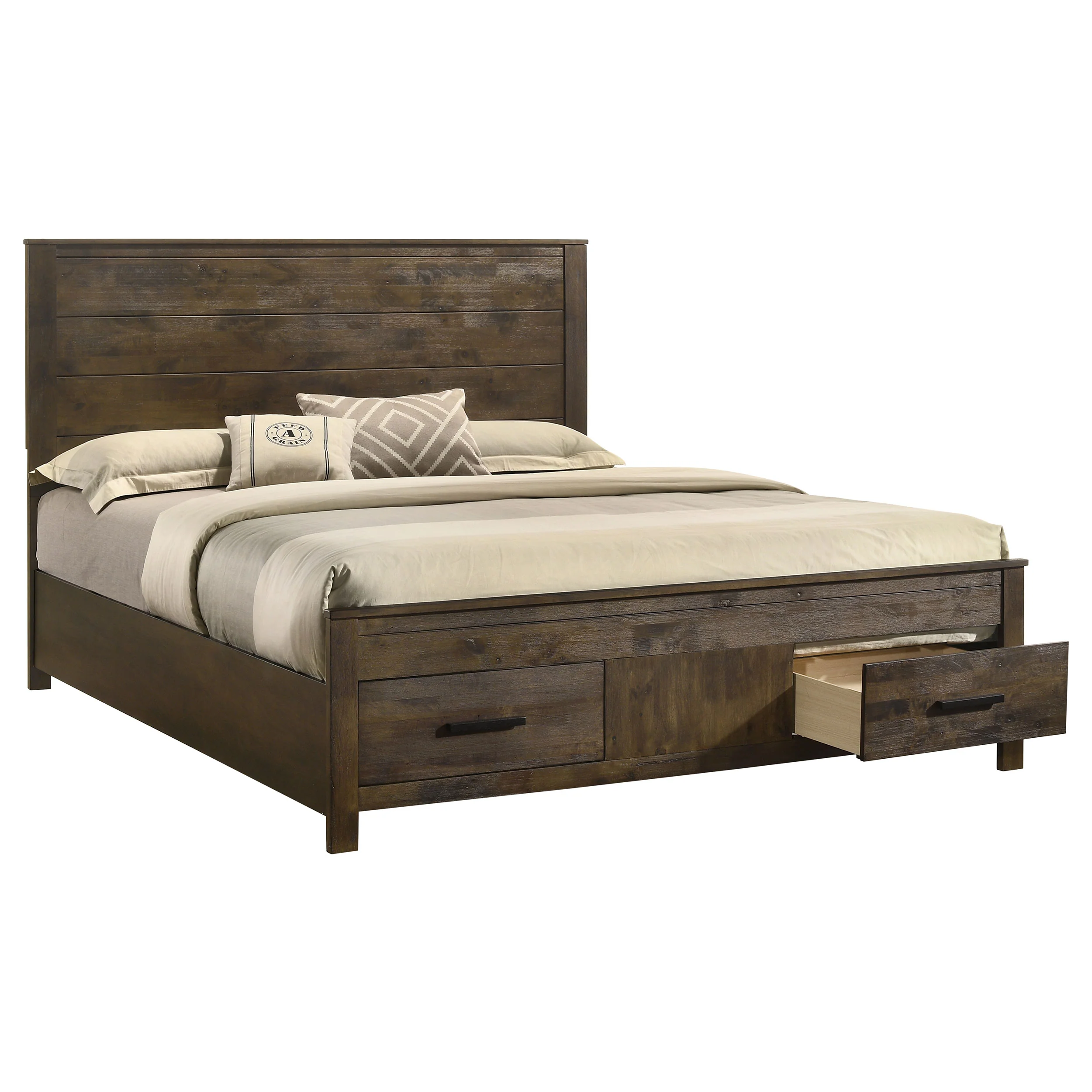 Woodmont Eastern King Storage Bed Rustic Golden Brown - Image 5