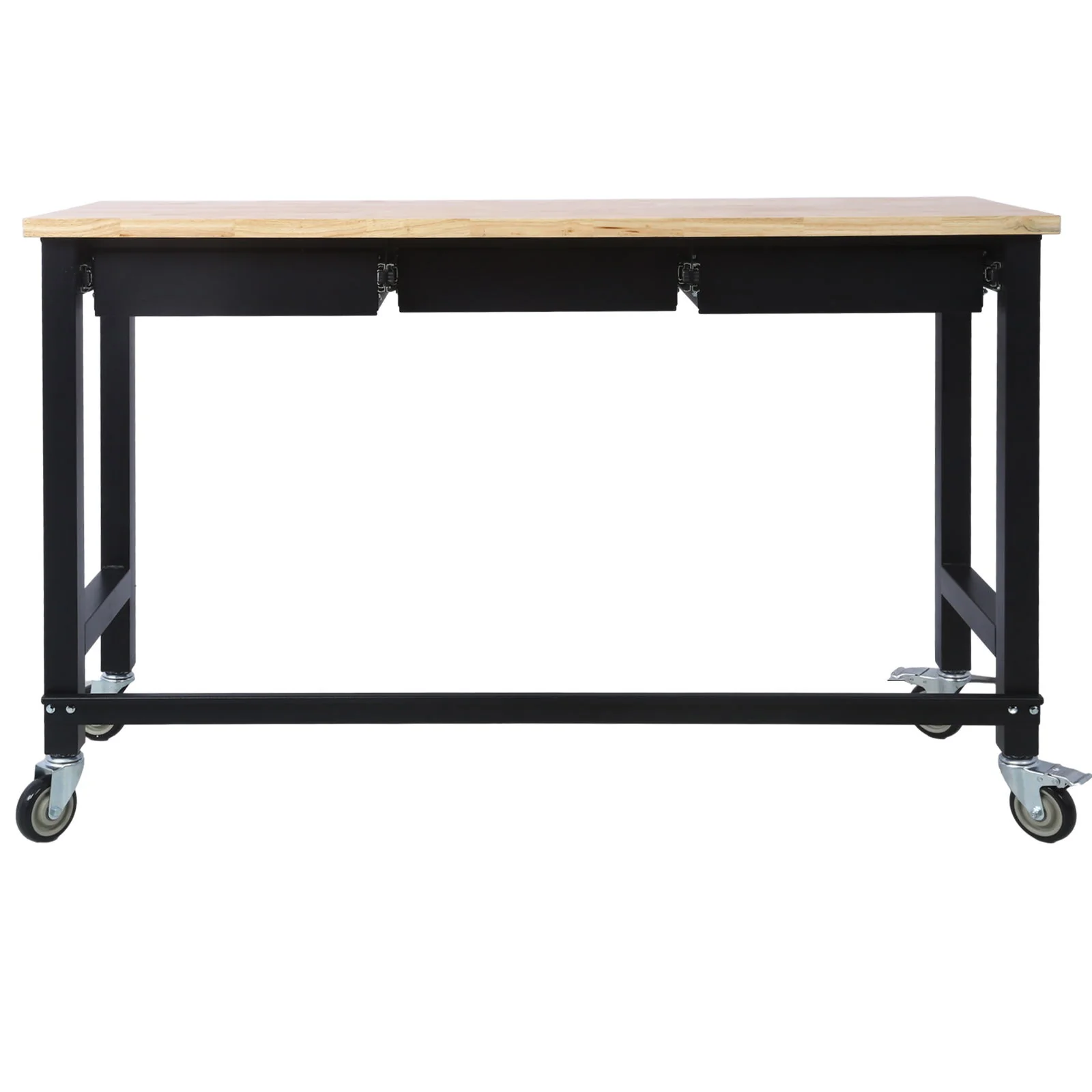 Work Bench, Workbench With Drawer Storage, Heavy Duty Bamboo Wood Work Table With Wheels For Garage Home Office - Image 5