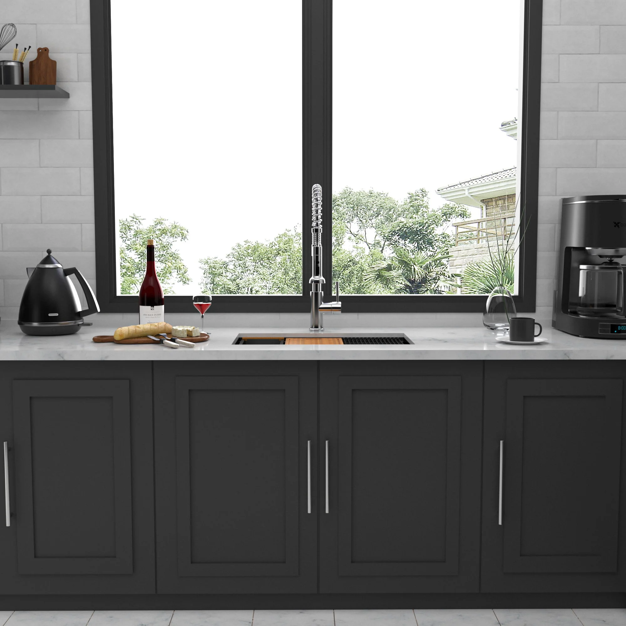 Workstation Kitchen Sink 30" X 18" X 10" Single Bowl Undermount 16 Gauge - Gunmetal Black - Image 6