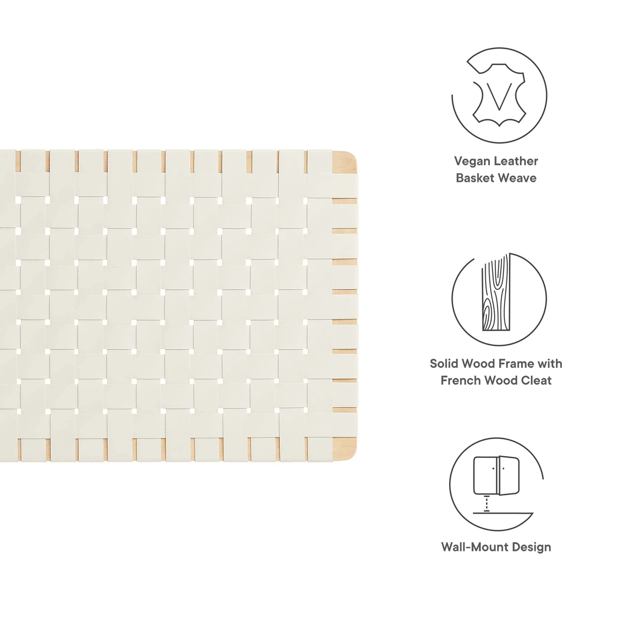 Woven Vegan Leather Wall-Mount Headboard - Image 2