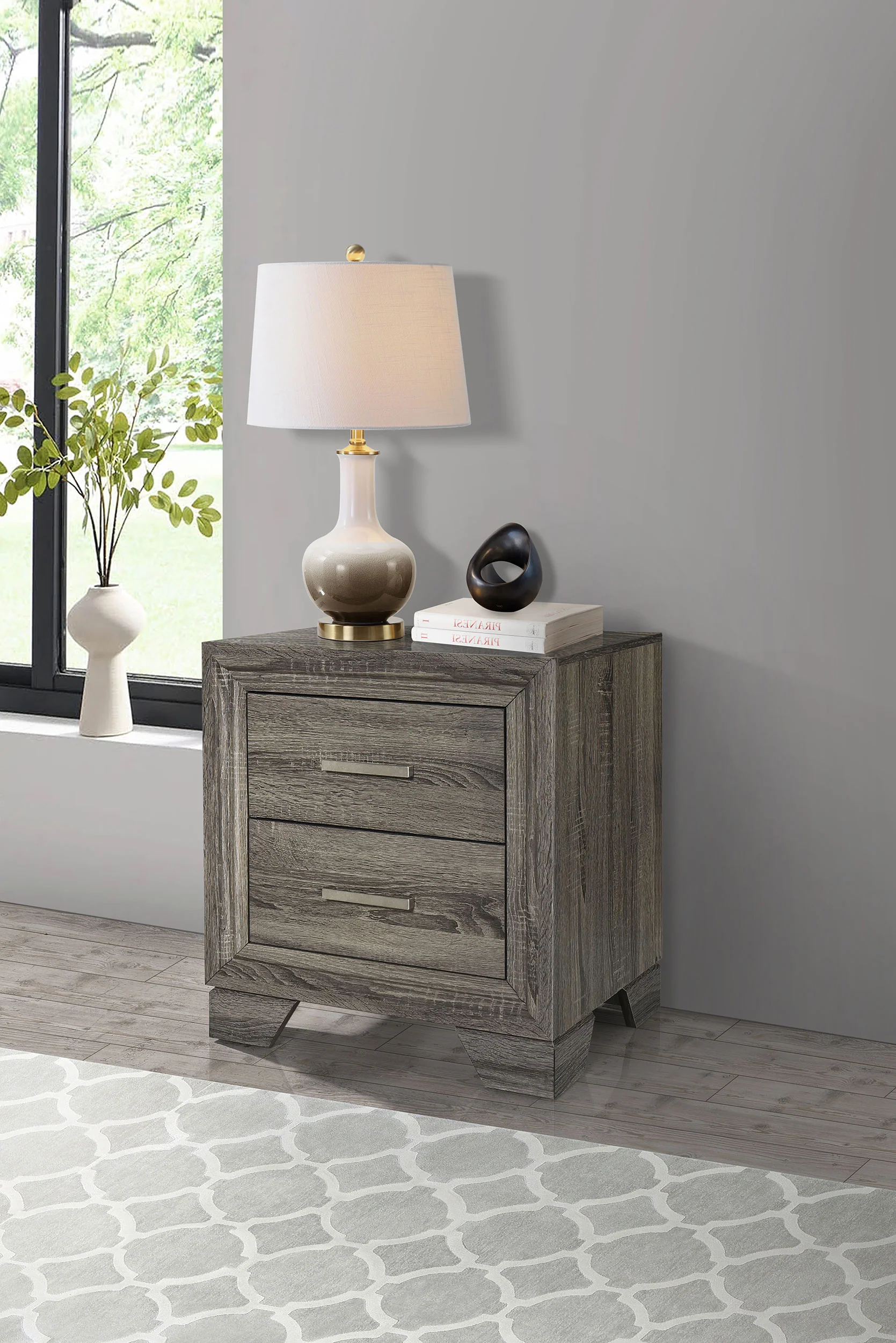 Wright 2-Drawer Nightstand - Brown Oak - Image 2
