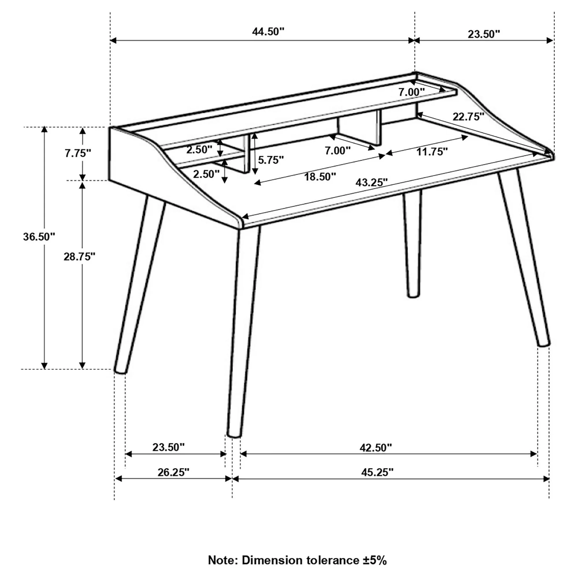 Writing Desk With 4 Compartments - Gray - Image 4