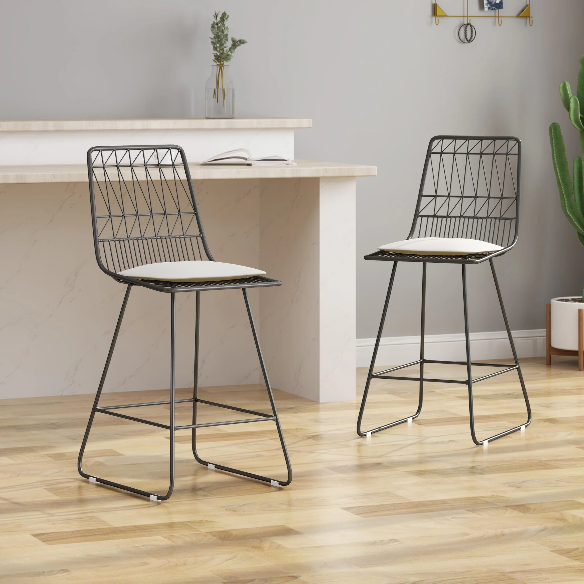 Yearning - Iron Counter Stool With Water Resistant Cushion - Image 6