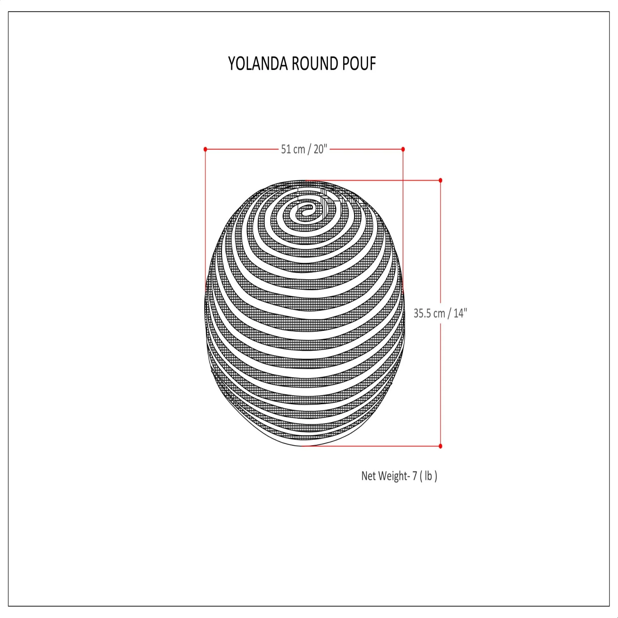 Yolanda - Round Pouf - Natural - Image 3
