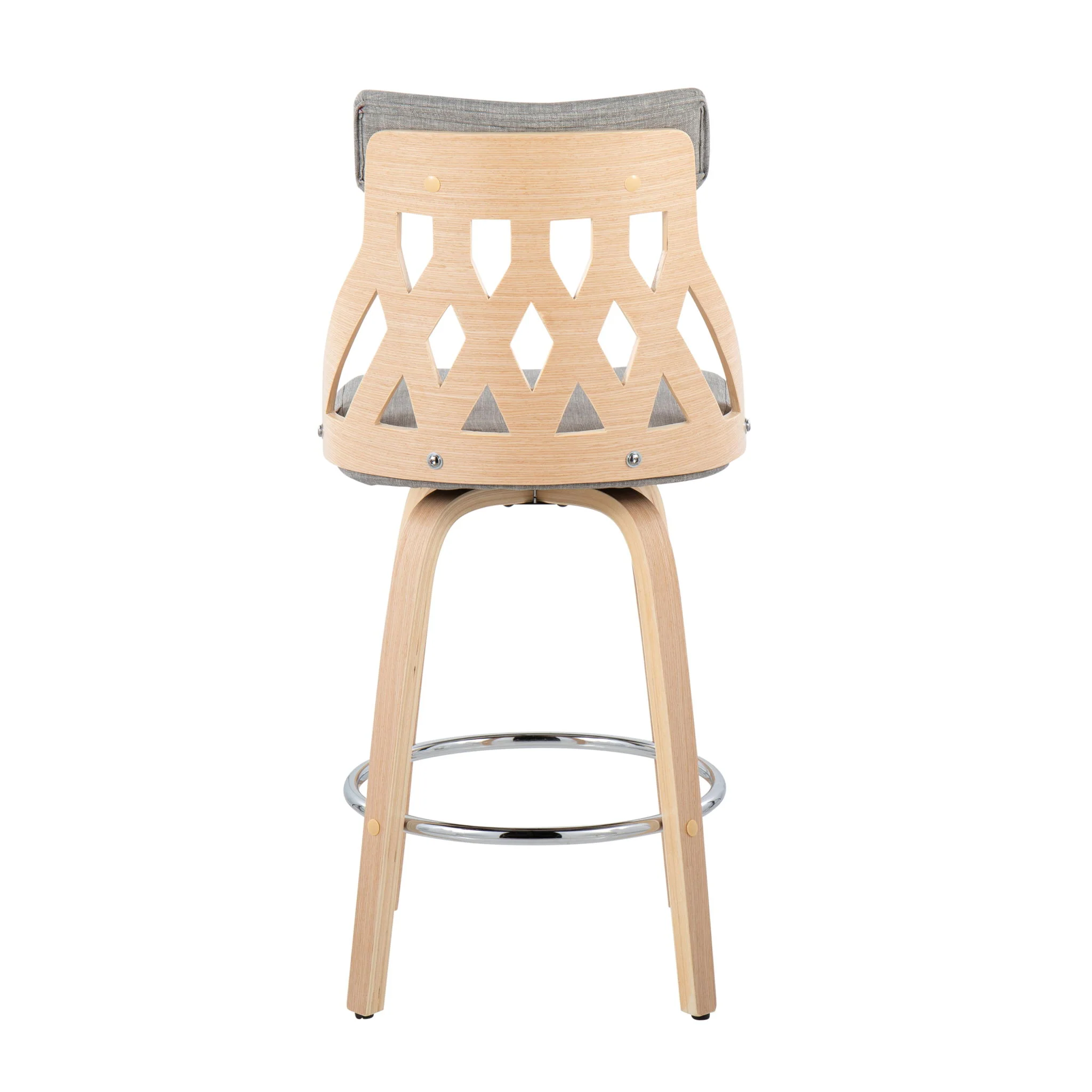 York - Mid-Century Modern Counter Stool - Natural / Light Gray - Image 5