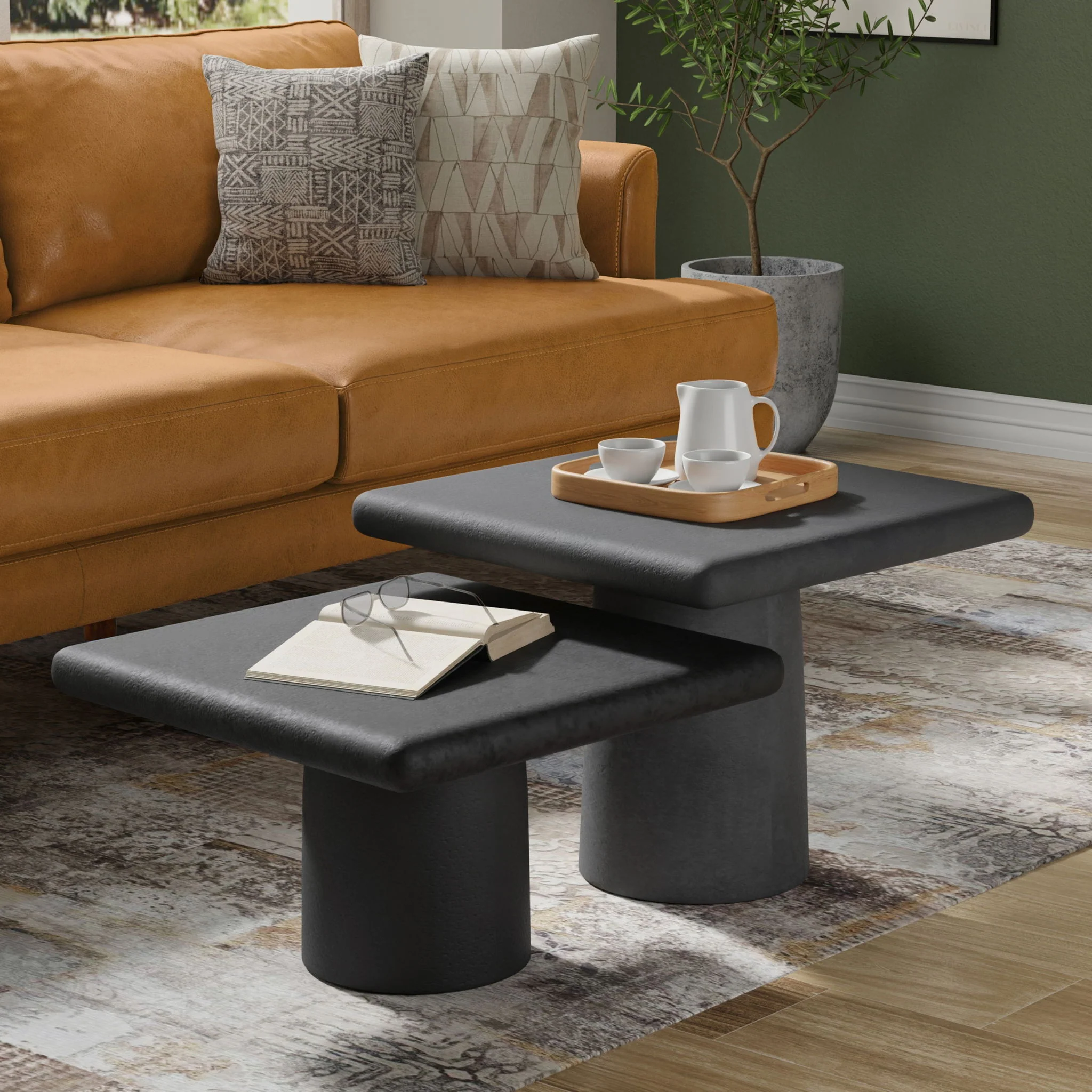 Zachary - 2 Piece Set Cast Aluminum Coffee Table - Black - Image 4