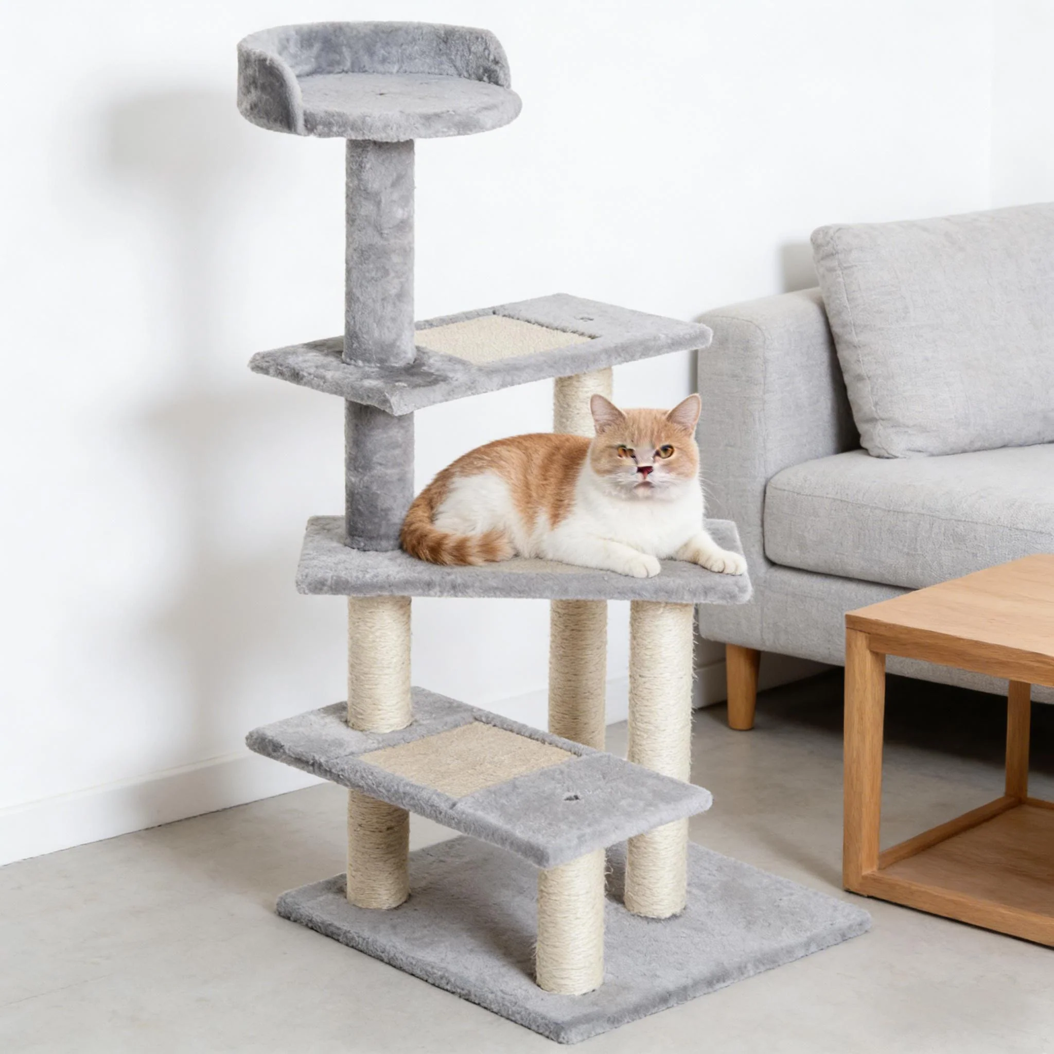 Zaniah 40-Inch Revolving Stair Cat Activity Tower Sisal and Plush - Image 3