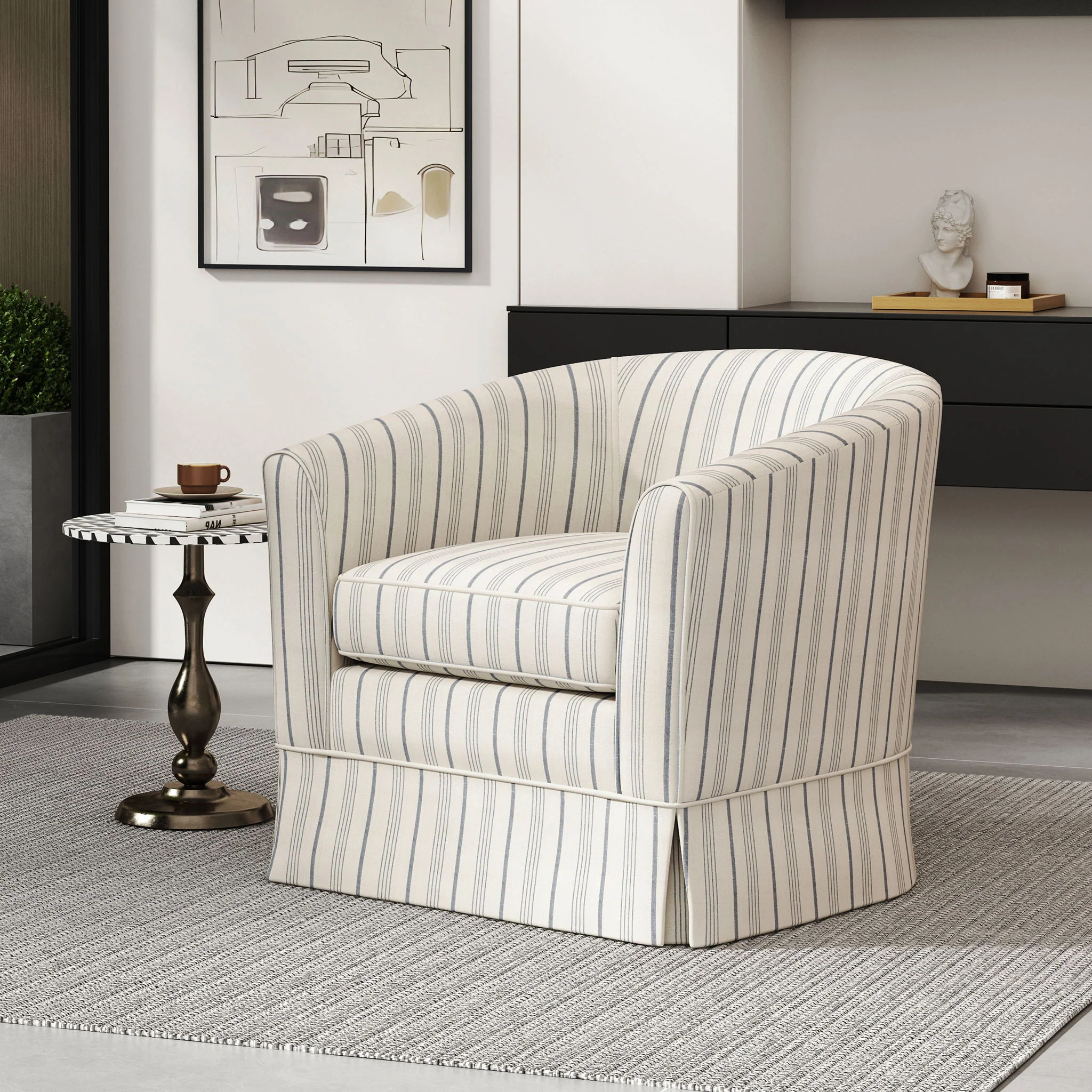 Zeniqua - Upholstered Swivel Chair With Loose Cover - Image 3