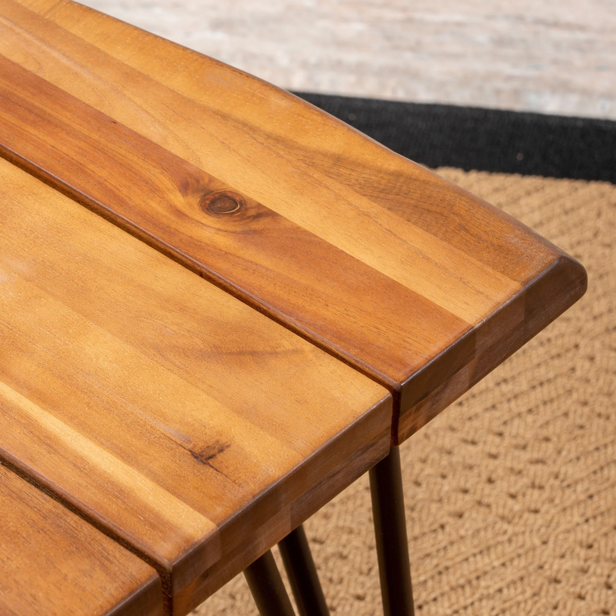 Zenith - Outdoor Industrial Accent Table (Set of 2) - Teak - Image 4