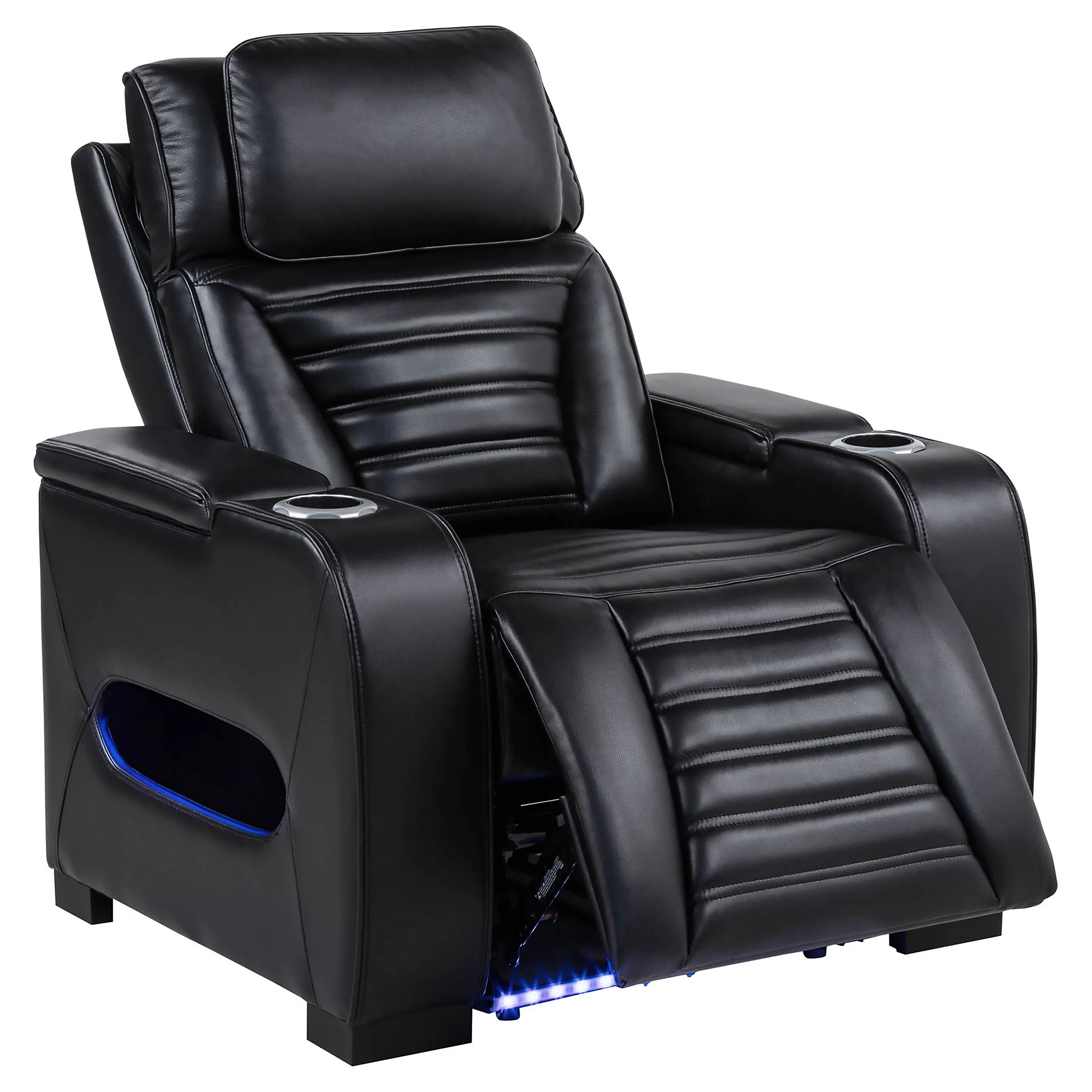Zuma Faux Leather Dual Power LED Recliner Black - Image 5